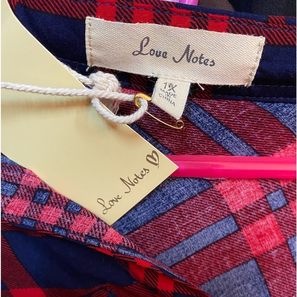 LOVE KNOTS PLAID SHIRT NWT - Picture 6 of 7